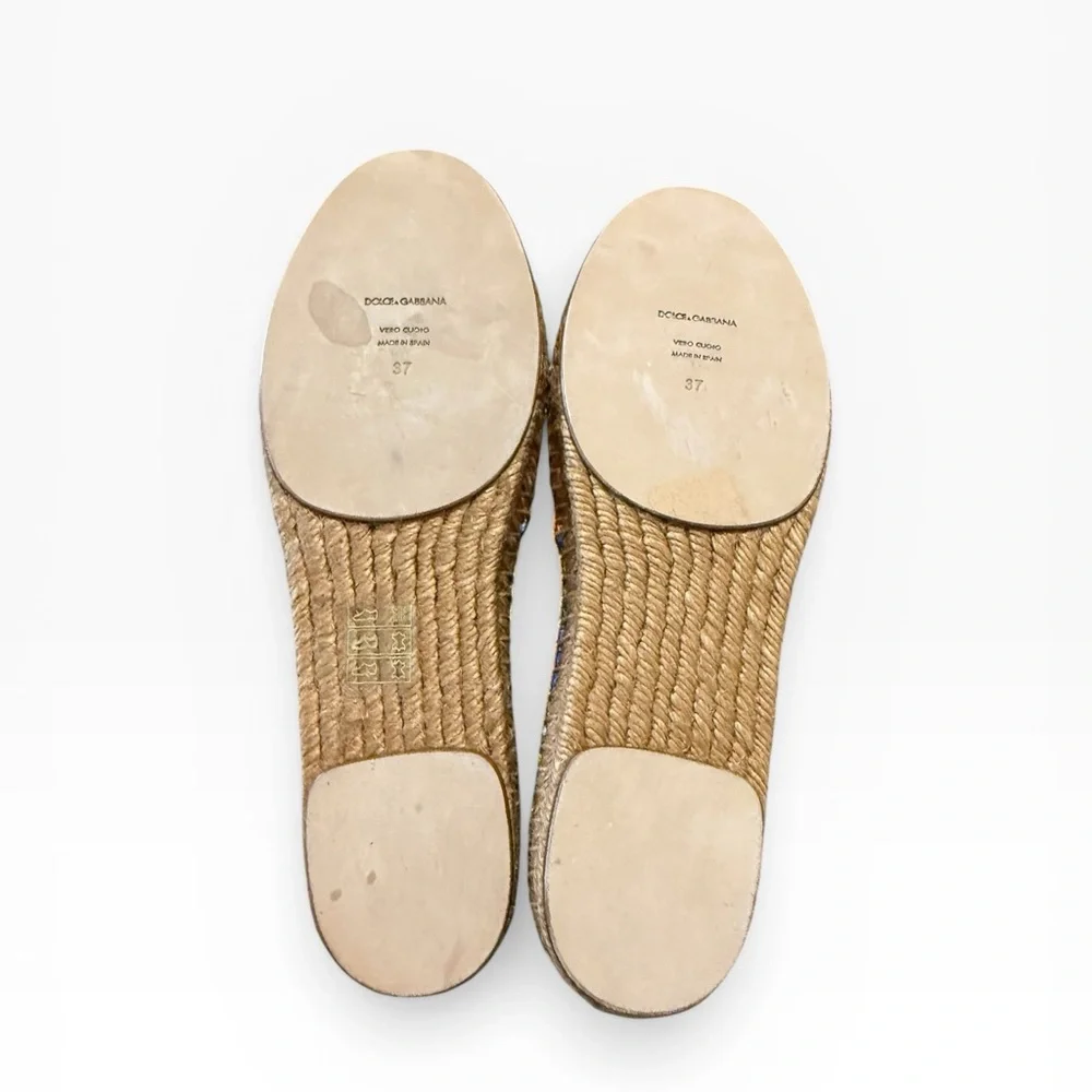 Dolce & Gabbana Portofino Italia Coastal Scenery Brocade Espadrilles EU 37 US 7